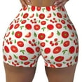 thumbnail image 2 of Daiia Fresh Red Tomato Pattern Women's Workout Shorts Biker Shorts - High Waisted Workout Spandex Tummy Control Gym Running Yoga Shorts-X-Large, 2 of 8
