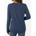 thumbnail image 5 of LEBONYARD Women's Trendy V-Neck Soft Fabric Tailored Long Sleeved Solid Colored Casual Warm Fitting Ladies Fall Winter Pullover Tops, 5 of 6