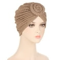 thumbnail image 2 of Clearance! Baberdicy Women Turbans Knot Pre Tied Bonnet Beanie Cap Headwraps Hats Khaki, 2 of 2