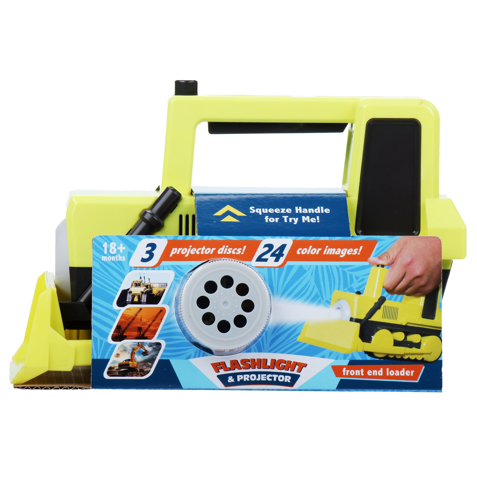Construction Front End Loader Flashlight & Projector W/ 3 Projector Discs & 24 Color Images