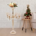 thumbnail image 2 of ToppiJoy 5 Arms Crystal Candelabra, Modern Metal Candlestick Holder Wedding Table Centerpiece with Crystal Drops for Dinner Party Events (Gold), 2 of 27