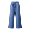thumbnail image 5 of Xijirk Women Wide Leg Sweatpants High Waist Drawstring Trousers with Side Pockets Soft Casual Loose Fit Pants for Daily Walking Street Outfit,Blue,M, 5 of 6