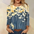 thumbnail image 3 of Trikvn Casual Long Sleeve Shirts for Women Striped Botanical Pattern Tops Crew Neck Loose Fit Pullover Blouses Lightweight Comfortable T-Shirts for Office Work, S-5XL, 3 of 6