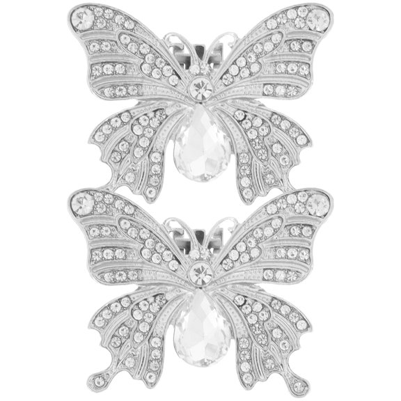 HONMEET 1 Pair Silver Rhinestone Shoe Clips Elegant Style For Leather Shoes And Sandals Decor