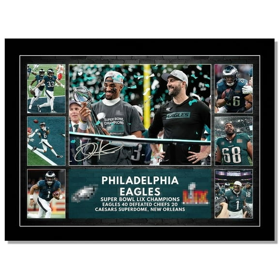 Framed 2025 Rugby Star Jalen Hurts Poster For Kids Bedroom Wall Decor-Football Superstar Signed Posters Canvas Art Print Picture For Fans Boy Teen Gifts