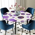 thumbnail image 5 of Elastic Fitted Round Tablecloth, Purple Polka Dots Waterproof Stretch Table Cover for 36"-44" Tables, Modern Abstract Art Washable Outdoor Tablecloths for Patio, Picnic, Camping, 5 of 9