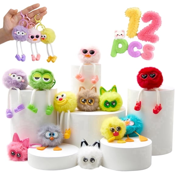 12PCS Party Favors Kids Keychains - Fun Keychain Cute Birthday Goodie Bags Stuffers for Kid Keychain Valentines Day Gifts for Kids Classroom Prizes Key Chains Bulk Elementary Student Prizes