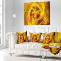 Designart Mystic Golden Fractal - Abstract Throw Pillow - 16x16