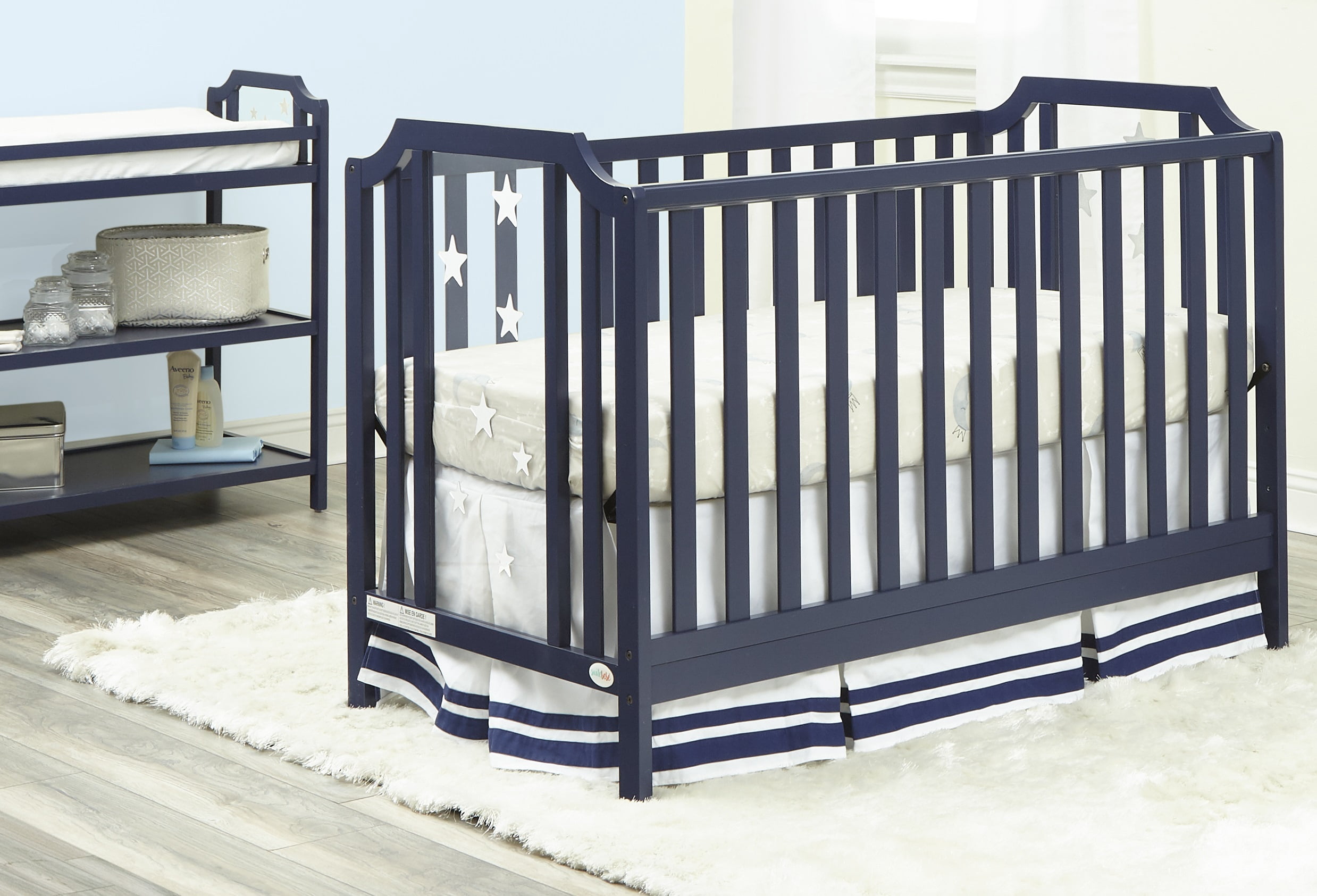 Suite Bebe  Celeste Acrylic 3-in-1 Convertible Island Crib, Navy Blue