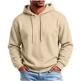 thumbnail image 2 of Hoodie for Men Pullover Fleece Sweatshirt with Pockets Long Sleeve Casual Athletic Top, Khaki-S, 2 of 9