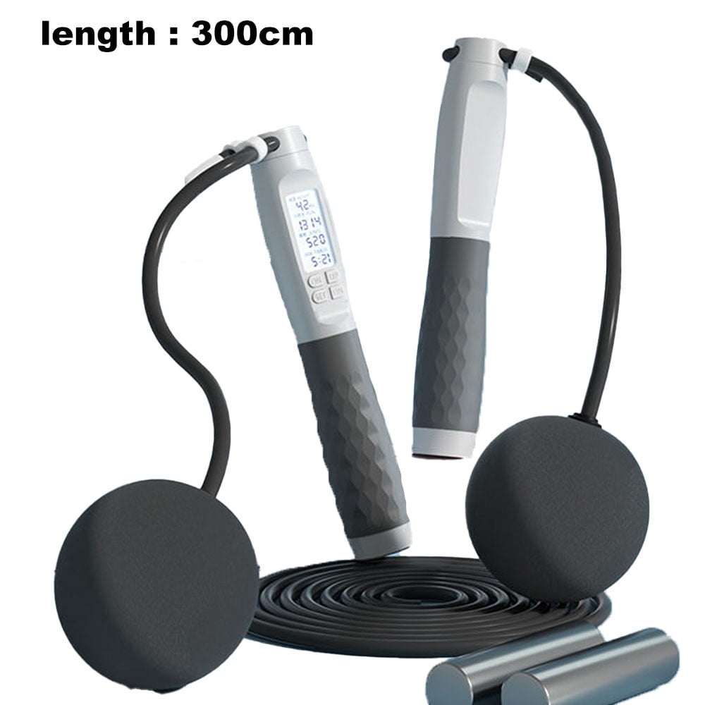 Fitness Jump Ropes with Counter Adjustable Workout for Indoor and Outdoor Fitness Training-grey-big ball