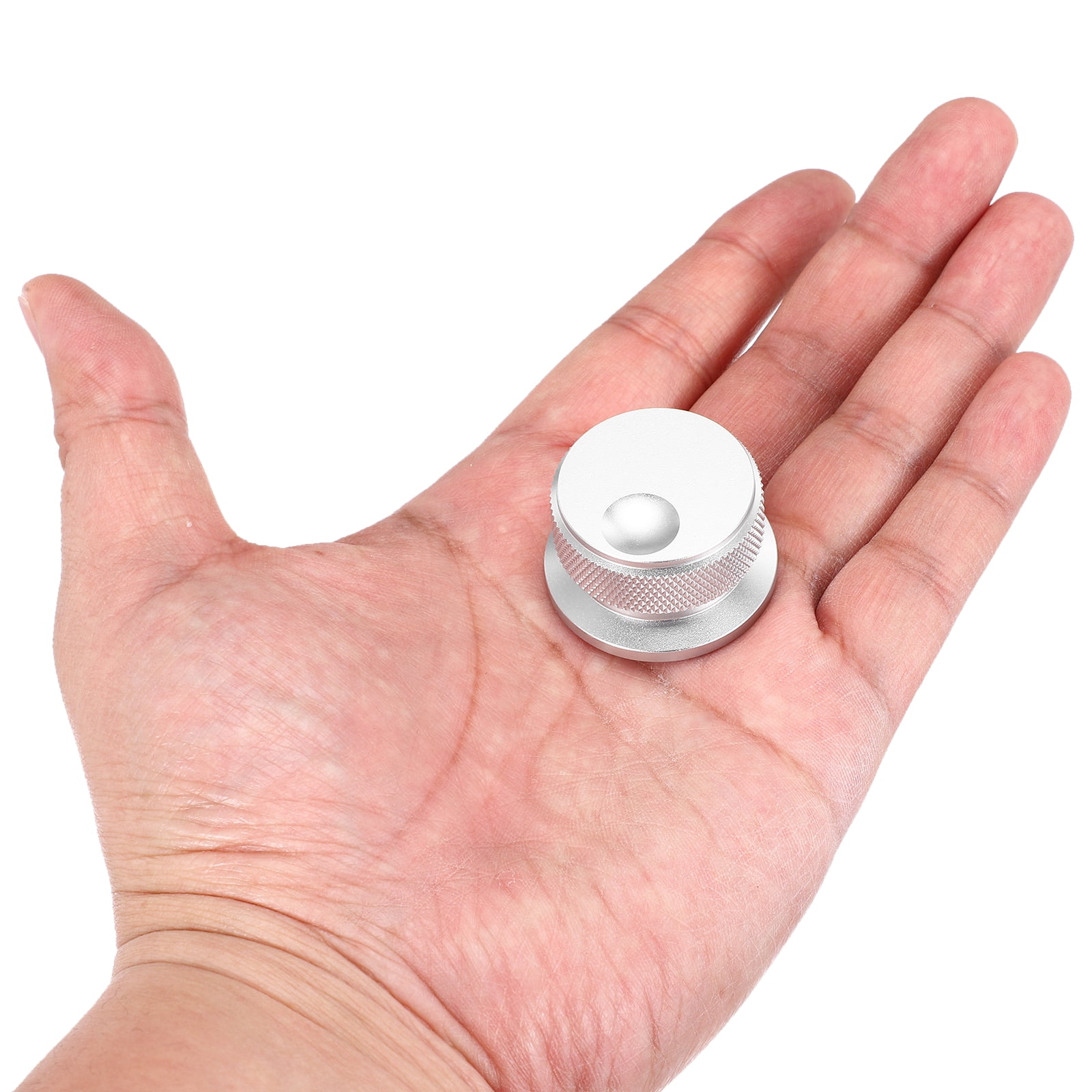 2 Pcs Aluminium Potentiometer Knobs, 1/4" (6mm) Universal Volume Tone Control Knobs with Oval Groove Indicator, 4/5" Silver(34x20mm)