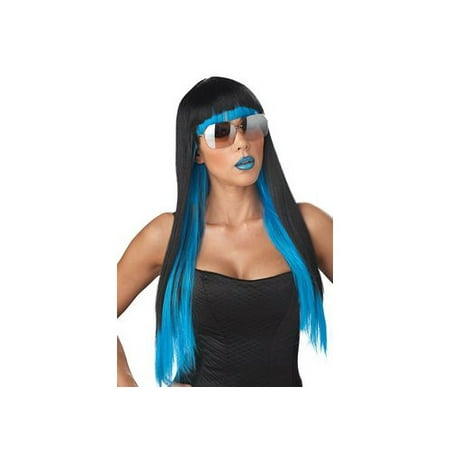california costumes women's diva glam wig, black/blue, one size