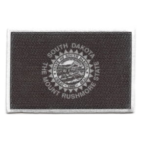 South Dakota Patch State Flag Grayscale Embroidered Iron On