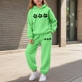 thumbnail image 2 of Hessimy Toddler Boys Girls Spring Summer 2Pcs Crewneck Long Sleeve Sweatshirt Elastic Joggers Pants Soft Sweatsuit(Light Green,7-8 Years), 2 of 6