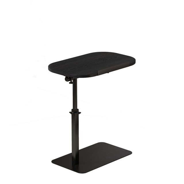 YUSAZENS Table d'Appoint en Forme de C Rotative à 360° Hauteur Réglable avec Fentes pour Canapé Lit Noir