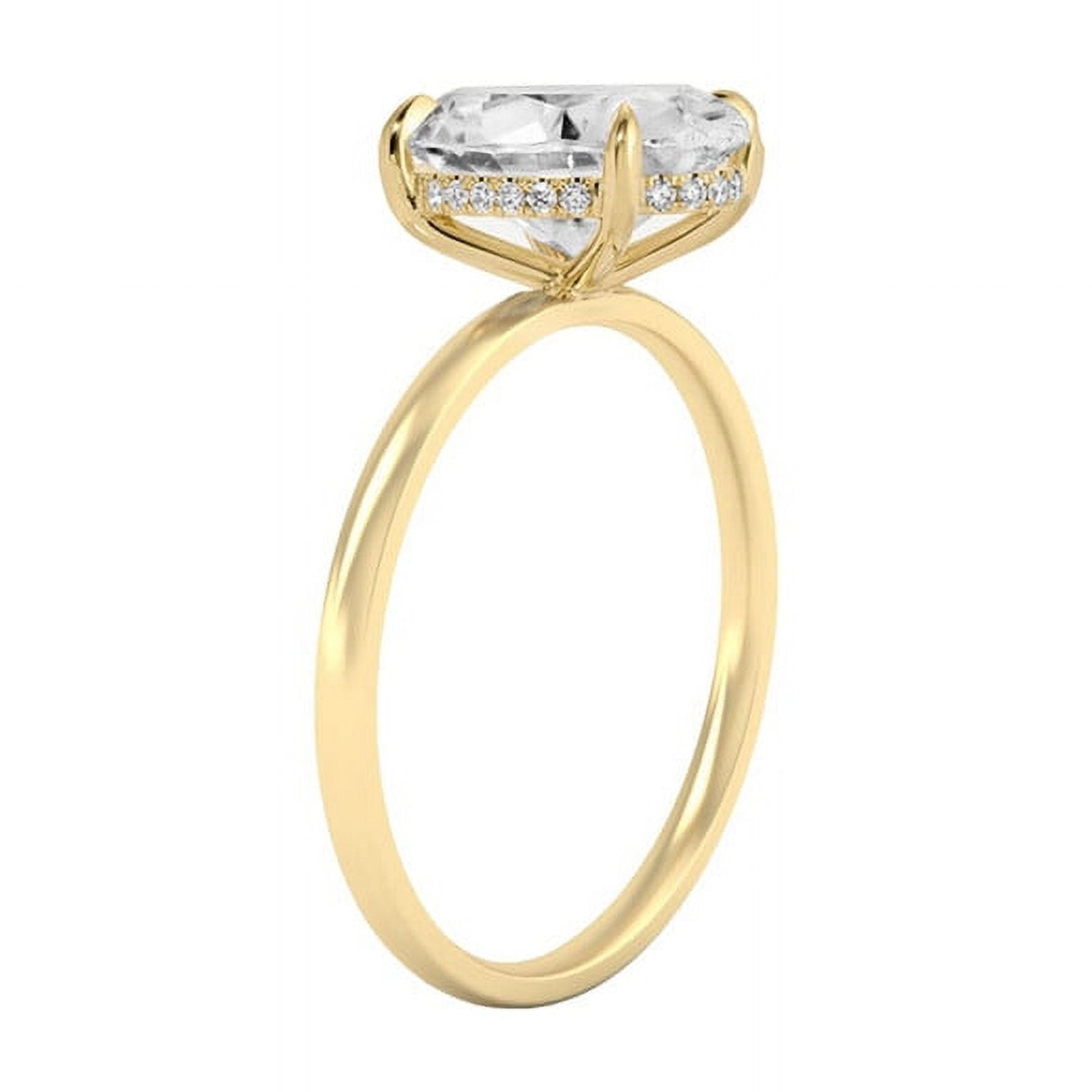 Cora Jewellery 3.5CT Radiant Moissanite Engagement Ring for Women, Solitaire Hidden Halo Ring, 10K Yellow Gold