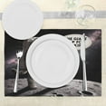 thumbnail image 3 of Ambesonne Cat Place Mats Set of 4, Whimsical Astronaut Kitty Moon, Standard Size, Dark Purple Grey Coconut, 3 of 5