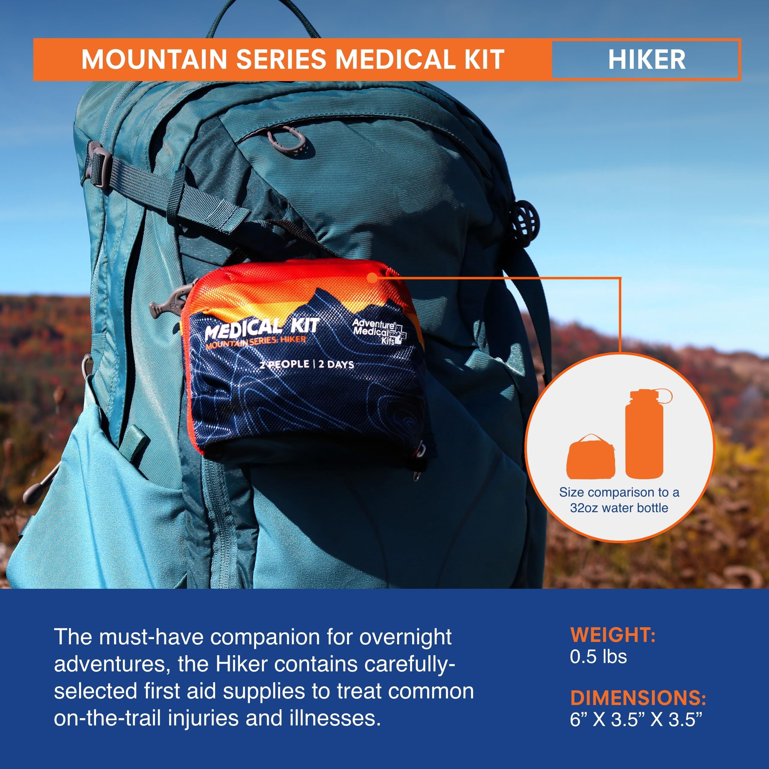 Adventure Medical Kits Mountain Series Hiker Kit, Sunset Bag