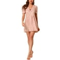 thumbnail image 2 of INSPIRE CHIC Women's Floral Print V Neck Puff Short Sleeves Casual Mini Dress XL Pink, 2 of 7