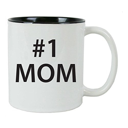 #1 Mom 11 oz White Ceramic Coffee Mug (Black) with Gift ...