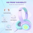 thumbnail image 4 of Kids Wired Headphones for School, 85/94 dB Volume Limit, Wired Over Ear Headphones for Girls Kids with Microphone, Foldable Stereo Sound 3.5mm Wire Cord for Kindle Tablet Airplane Travel, Purple, 4 of 4
