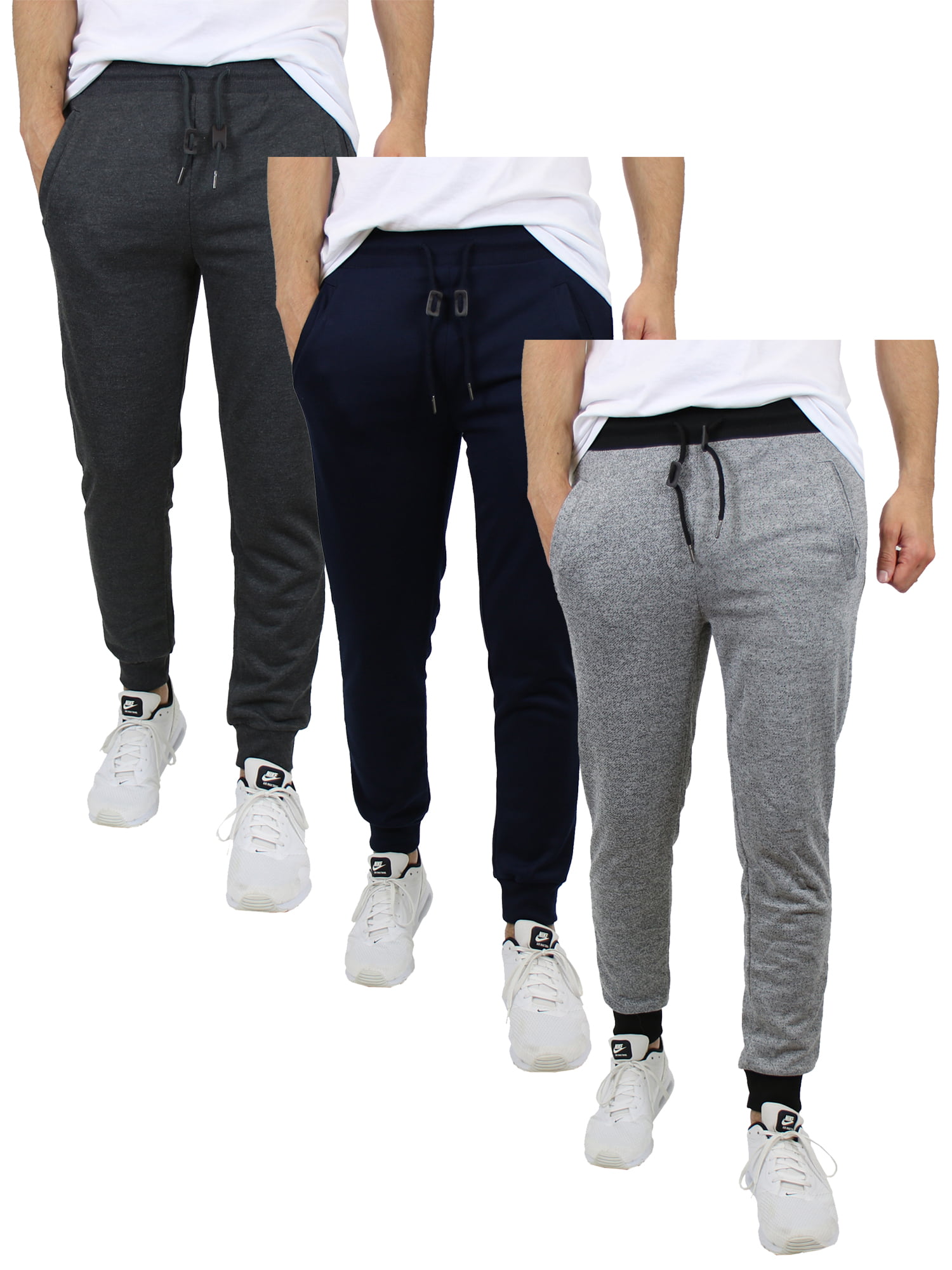 Jogger S-2XL) 3-Pack French (Size, Terry Slim-Fit Men\'s & Fleece