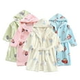 thumbnail image 4 of YTDSCS Toddlers Kids Fall Winter Bathrobe Girls Boys Flannel Robe Print Button Night-Robe Hooded Sleepwear for Unisex 2-8 Years Old, 4 of 6