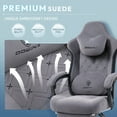 thumbnail image 5 of GOOSEA Fabric Gaming Chair with Heated Massage Lumbar Support, Big and Tall Game Chair for Adults, High Back PC Chair with Pocket Spring Cushion and Footrest, Grey, 5 of 10