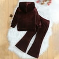 thumbnail image 5 of fatyb Girls Clothes Set Velet Sweatsuit Zip up Hoodie Jacket Flare Pants 3-10 Years Kids Velour Tracksuit, 5 of 7