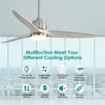 thumbnail image 6 of 56 Inch Ceiling Fan Light With 6 Speed Remote Energy-saving DC Motor Brushed Nickel, 6 of 7