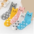 thumbnail image 3 of Paiwinds 5PC Cute Cat Ear Socks For Women Warm Winter Mid Tube Soft Fleece Floor Socks Assorted Colors, 3 of 5