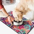 thumbnail image 2 of Indian Paisley Boho Dog Bowl Mat - Vibrant Ethnic Pattern, Large Waterproof Feeding Mat with 4-Layer Protection, 2 of 3