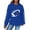 Blue, variant on Women Waffle Knit Pullover Hoodie Football Print Graphic Drawstring Sweatshirt Game Day Pullover Long Sleeve Sweat Shirt Athletic Loose Fit Tops, M