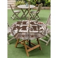 thumbnail image 4 of Outdoor Tablecloth with Umbrella Hole for Patio/Picnic/Party/Camping, Retro Farmhouse Waterproof Table Cloth Round Cover Washable, Country Star Berries Text Wooden Grain (Dia 60"), 4 of 8