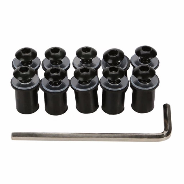 Kit de 10 tornillos y pernos para parabrisas de carenado, montaje de parabrisas para motocicleta, color negro