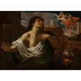thumbnail image 2 of Roman School 14x11 Black Ornate Wood Framed Double Matted Museum Art Print Titled: Daniel in the Lion's Den with an Angel Bearing the Prophet Habakkuk (circa 1690-1710), 2 of 5