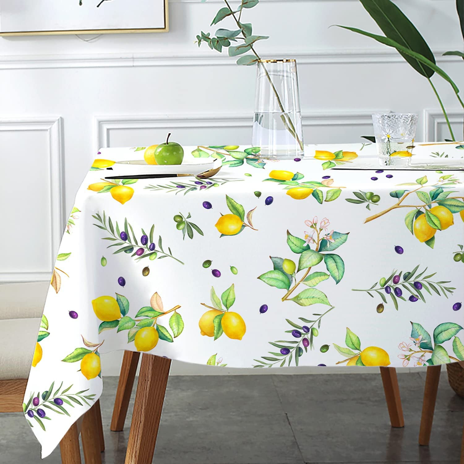 Lemon Tablecloth, Yellow Lemons Table Cloth for Spring Summer