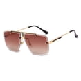 thumbnail image 3 of Metal Frame Sunglasses for Men and Women, Trendy Frameless Trim Square Design with PC Lenses, 140*145*50mm, 3 of 5