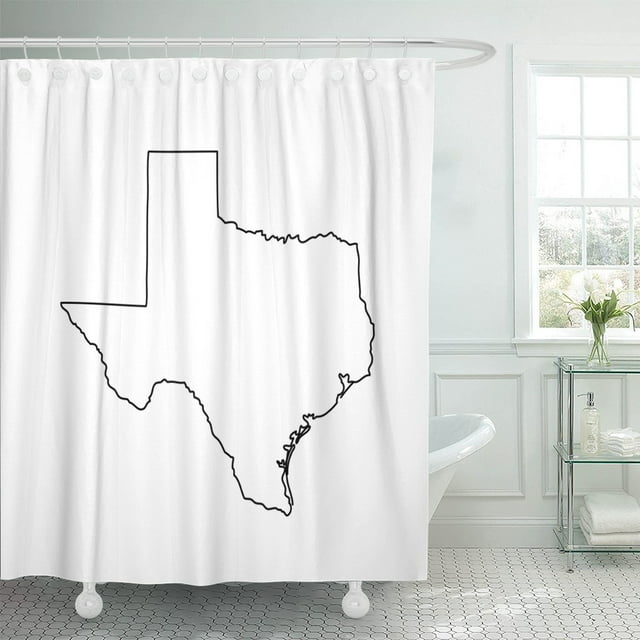 ABPHQTO Cortina de ducha de poliéster con diseño de mapa del estado de U, Texas, Estados Unidos, 152x180 cm