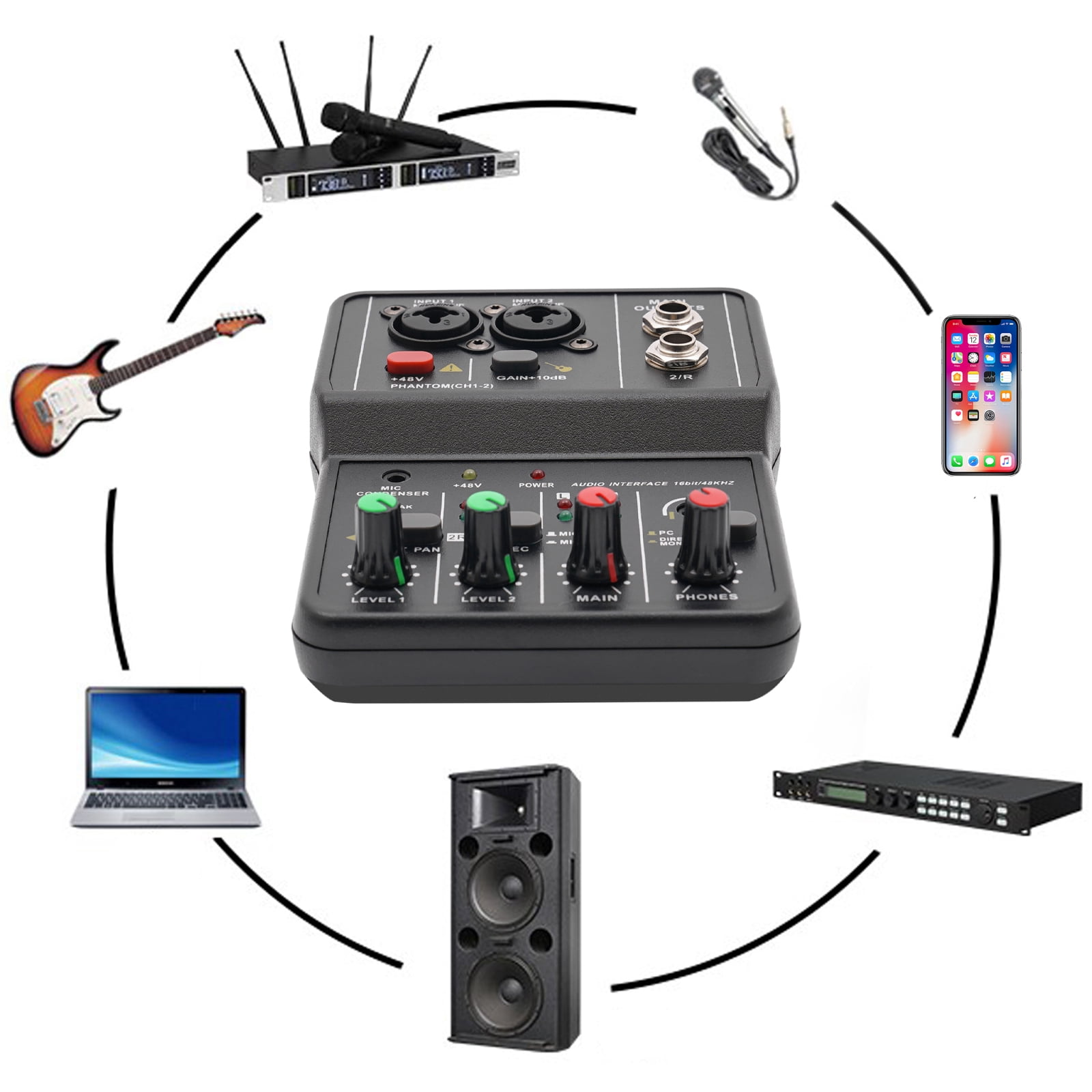 2-Channel Professional Audio DJ Mixer Console DJ Controller Sound Mixer