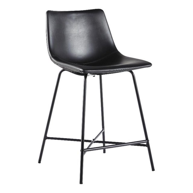 Pemberly Row Tabouret de Comptoir en Métal Rembourré avec Base en X Noir