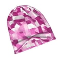 thumbnail image 4 of Adult Knitted Cap 11 X 10.6 In Two-Layer Design Breathable Light Dry And Easy Care Covering All Antiskid Anti-Wrinkle Pink Abstract Houndstooth Hand-Drawn Sketch_3, 4 of 8
