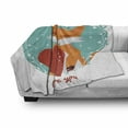 thumbnail image 2 of I Love You Soft Flannel Fleece Throw Blanket, Romantic Calligraphy with Heart and a Fox, Cozy Plush for Indoor and Outdoor Use, 50" x 60", White Multicolor, by Ambesonne, 2 of 5