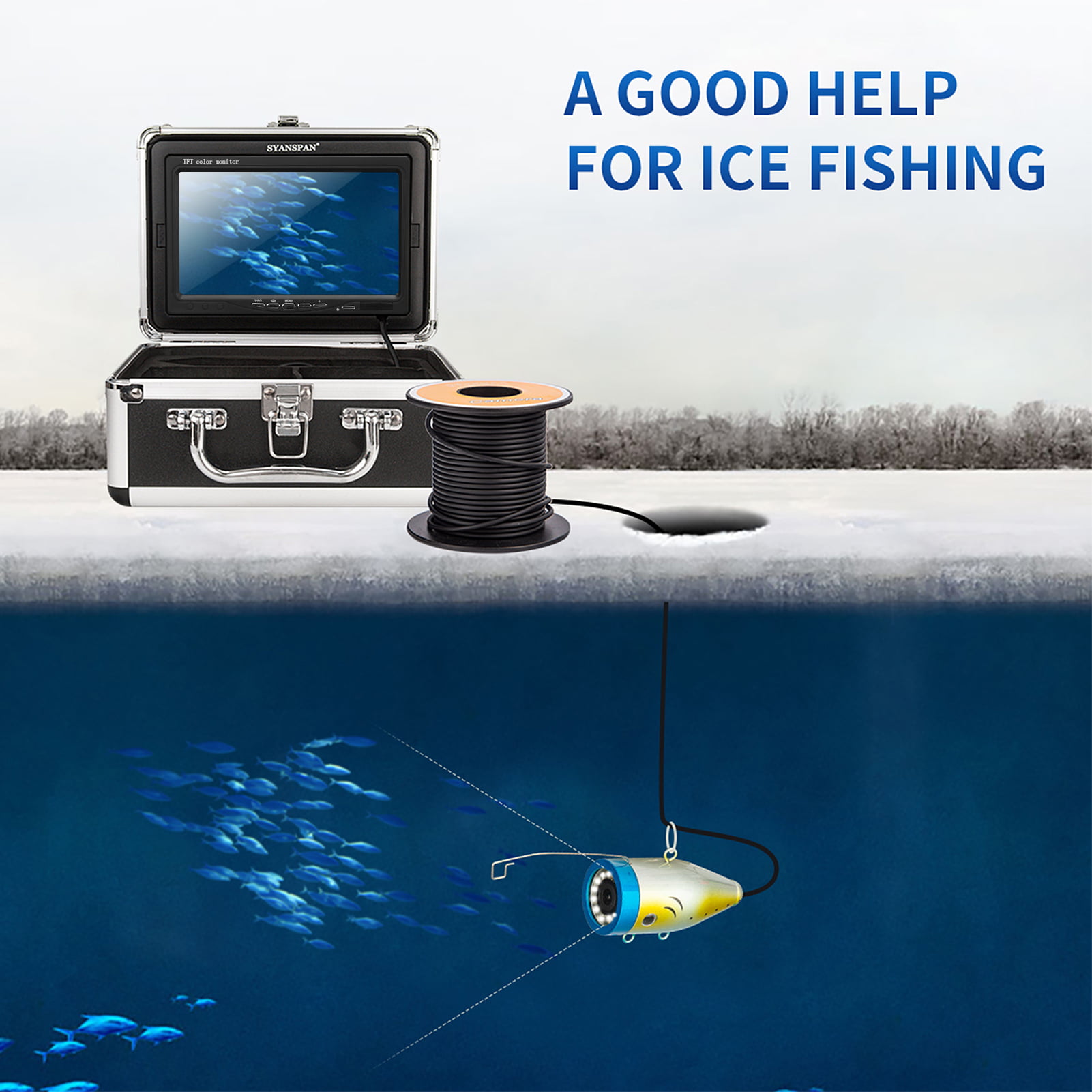 SYANSPAN 7 inch 1200TVL Underwater Fishing Camera Fish Finder 