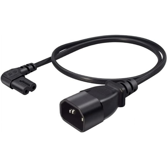 Toptekits C14 to C7 Power Extension Cord,IEC C14 to 90-Degree Angled C7 Power Cord Cable,18AWG,10A,250V (6.5ft/2m)