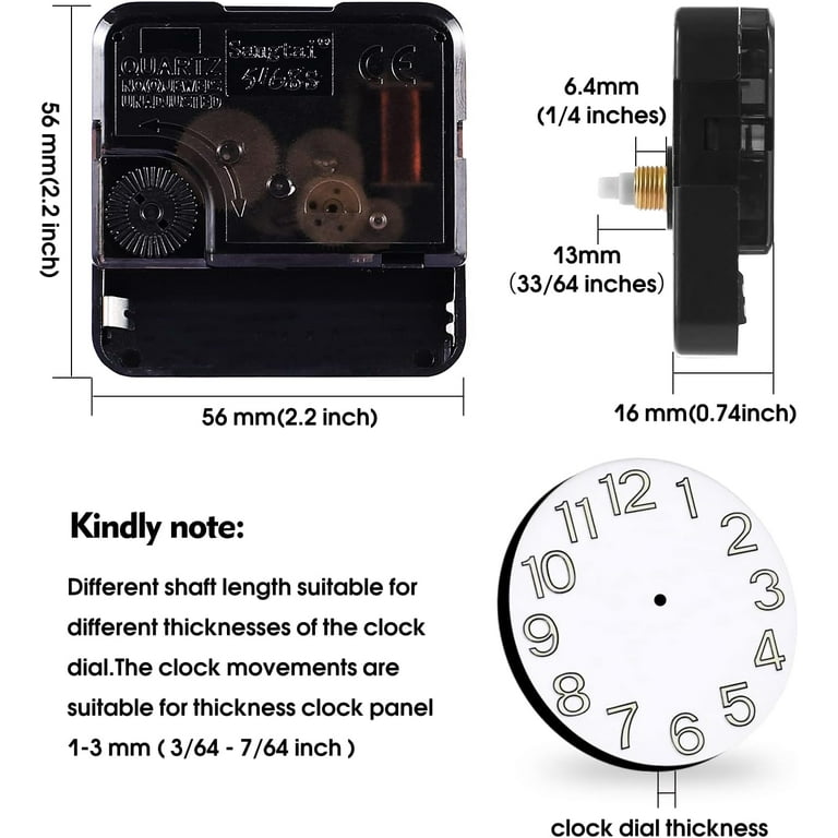 Quartz Clock Movement Battery Operated Replacement Clock Mechanism Wall Clock Parts for DIY 33 64 inch Total Shaft Length Hands Not Included
