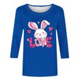 thumbnail image 3 of Camisetas Casuales de las Mujeres Impresas 3/4 Manga Cuello Redondo Blusa, Moda Ligera Superior para el Hogar Y el Uso Diario, Cómoda Imitación de la Tela Del Estante, 3 of 5