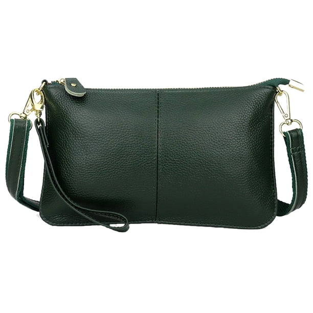 Bolso bandolera de piel auténtica para mujer, moderno y versátil bolso de un solo hombro.