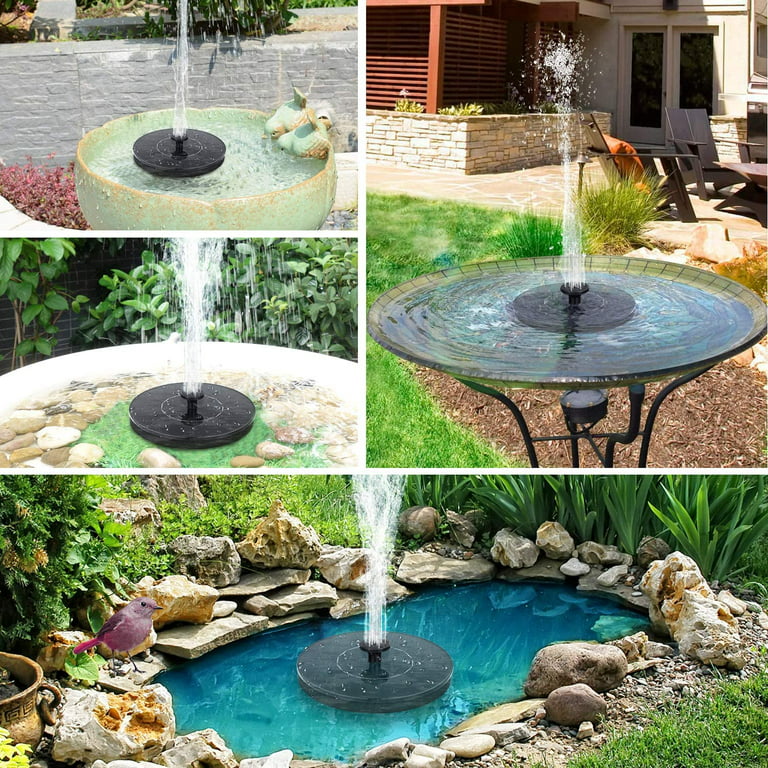 Solar Fountain Solar Powered Bird Bath Fountain Pump with 4 Nozzles 1.4W  Free Standing Floating Solar Panel Kit Water Pump for Garden Pond Pool